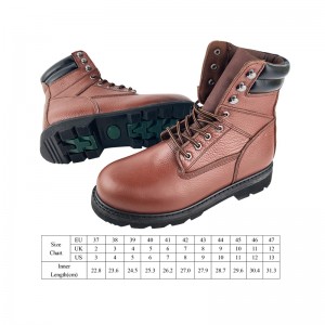 Brown Goodyear Welt Safety Leather Shoes with Steel Toe and Midsole