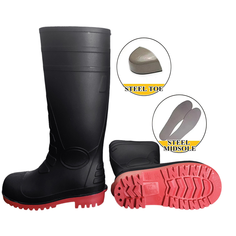 Economy Waterproof Safety Shoes Impact Resistant Knee High PVC Boots1