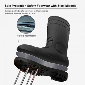 CE ASTM AS/NZS PVC Safety Rain Boots with Steel Toe and Midsole