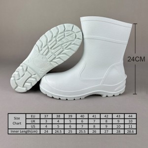 White Food Industry Steel Toe Rain Boots Ankle PVC Safety Rubber Boots