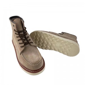 Fashion 6 Inch Beige Goodyear Welt Stitch Working Leather Shoes