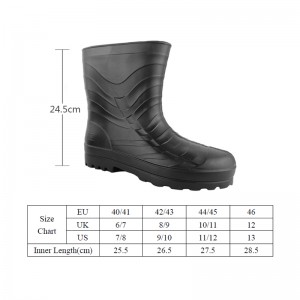 Mens Black Rain boots ankle Waterproof Wide Width Boots