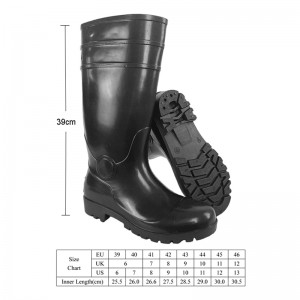 Economy Black PVC Safety Rain Boots with Steel Toe and Midsole
