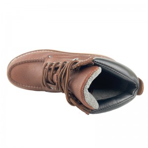 Brown Goodyear Welt Safety Leather Shoes with Steel Toe and Midsole