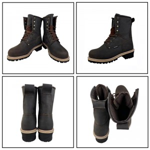 Safety Leather Logger Boots Steel Toe Goodyear Welt Shoes