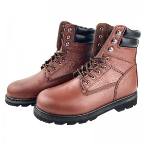 Brown Goodyear Welt Safety Leather Shoes with Steel Toe and Midsole