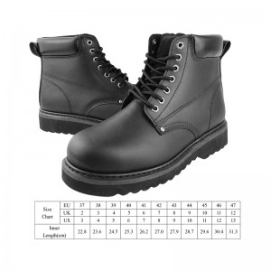 Black Goodyear Welt Grain Leather Shoes with Steel Toe and Midsole