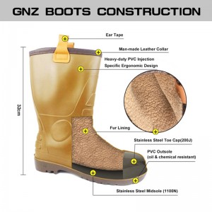 CE Certificate Winter PVC Rigger Boots with Steel Toe and Midsole
