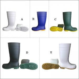 Yellow PVC Safety Rain Boots With Steel Toe And Midsole