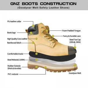 Yellow Nubuck Leather Boots Cowboy Steel Toe Goodyear Welt Shoes