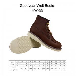 Red Brown Goodyear Welt Boots With Decoration