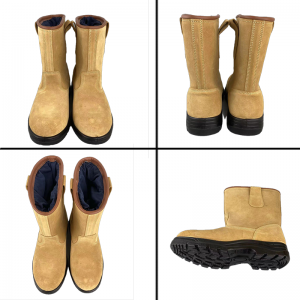 Split Suede Cowhide Oil Field Safety Boots With Steel Toe And Steel Sole