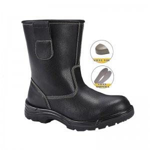 10 inch Oilfield Safety Leather Boots with Steel Toe and Midsole