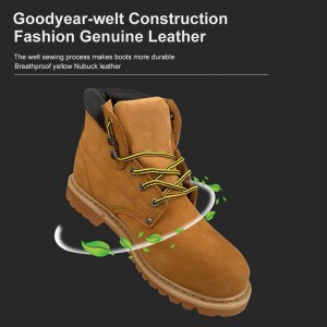 Yellow Nubuck Goodyear Welt Safety Leather Shoes with Steel Toe Cap