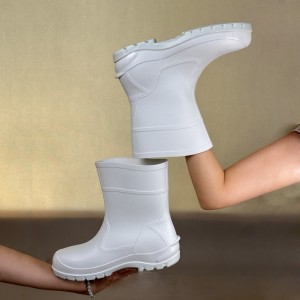 White Food Industry Steel Toe Rain Boots Ankle PVC Safety Rubber Boots