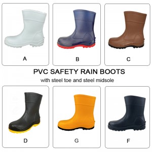 Low-cut PVC Safey Rain Boots With Steel Toe And Steel Midsole