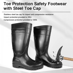 Economy Black PVC Safety Rain Boots with Steel Toe and Midsole