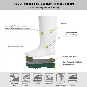 White Steel Toe PVC Boots Oil Field Food Industry Safety Shoes