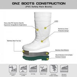 White PVC Safety Gumboots Food Industry