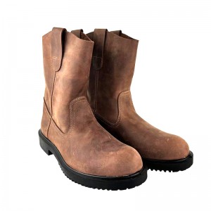 Cowboy Brown Crazy-horse Cow Leather Working Boots for Men