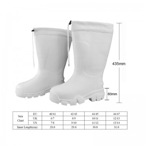Lightweight EVA Rain Boots White for Food Industrial Cold Weather