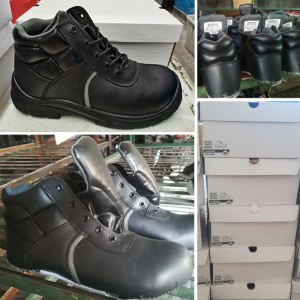 S1P 6 inch Classic PU-sole Injection Black Leather Steel Toe Work Boots