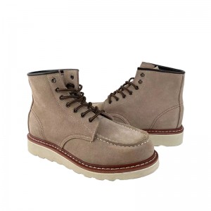 Fashion 6 Inch Beige Goodyear Welt Stitch Working Leather Shoes