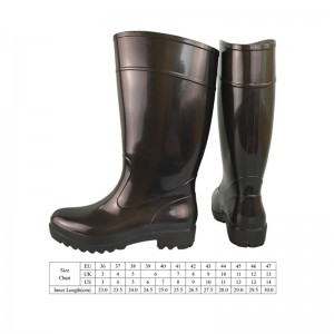 Slip and Chemical Resistant Black Economy PVC Rain Boots for Man