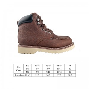 Brown Goodyear Welt Safety Leather Shoes with Steel Toe and Midsole