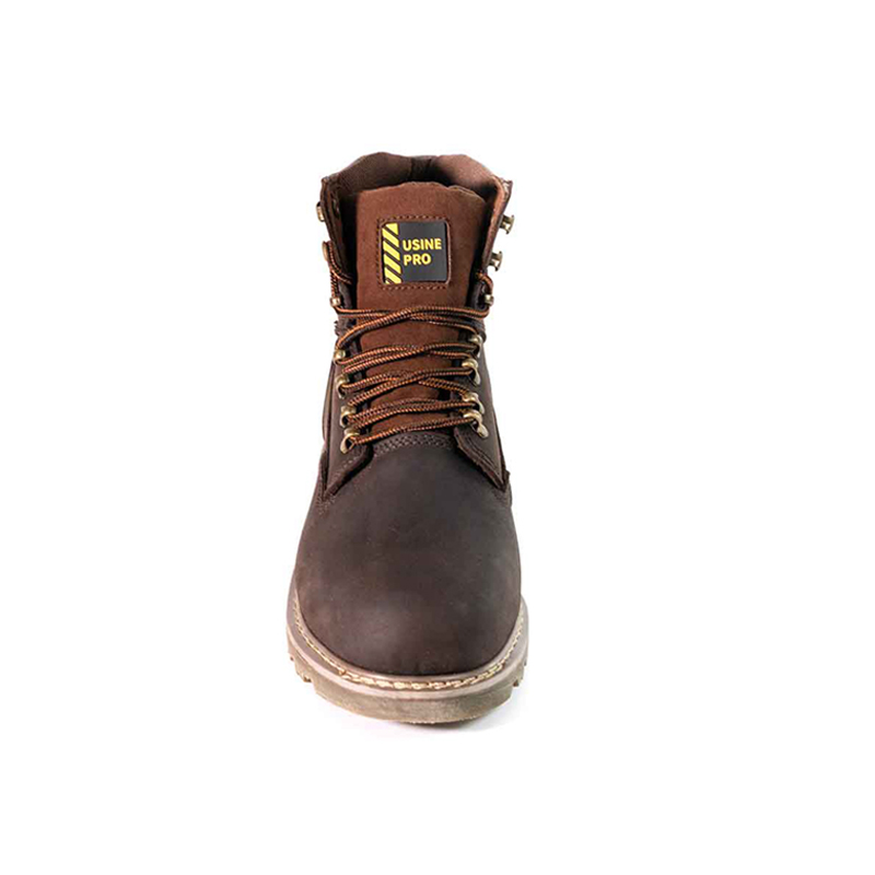 Brown Goodyear Welt Safety Cow Leather Shoes with Steel Toe and Midsole