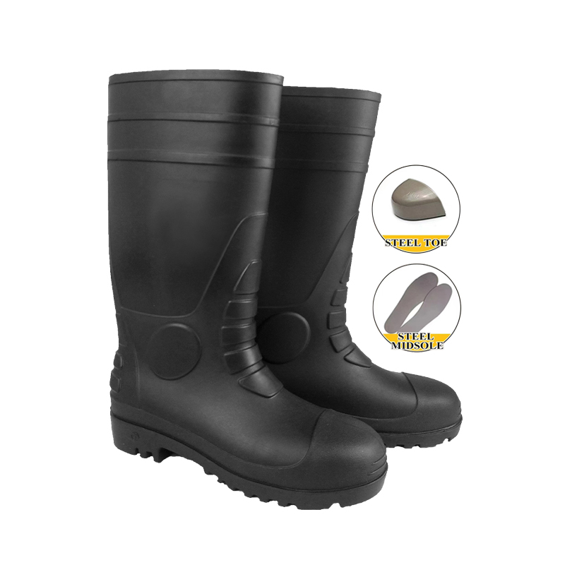 Black S5 Steel Toe CE Wellington Safety Boots