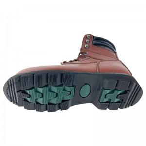 Brown Goodyear Welt Safety Leather Shoes with Steel Toe and Midsole