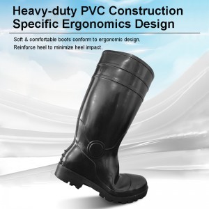 Economy Black PVC Safety Rain Boots with Steel Toe and Midsole
