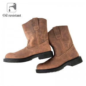 Cowboy Brown Crazy-horse Cow Leather Working Boots for Men