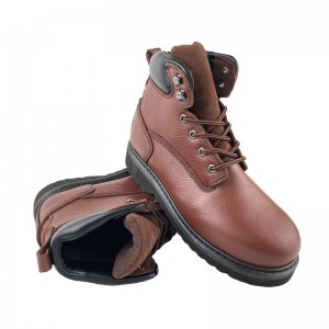 6 Inch Brown Goodyear Safety Shoes with Steel Toe and plate