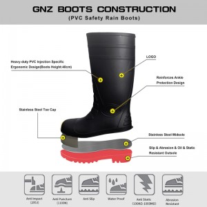 Economy Waterproof Safety Shoes Impact Resistant Knee High PVC Boots