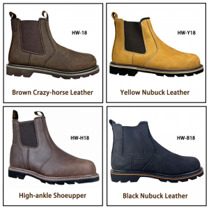 Chelsea Goodyear-Welt Labor Shoes Steel Toe Grain Leather Boots