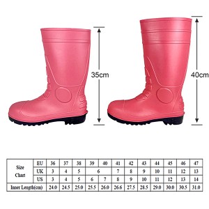 Lady Pink Farming Steel Toe Cap PVC Water Boots