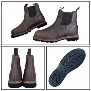 Chelsea Goodyear-Welt Labor Shoes Steel Toe Grain Leather Boots