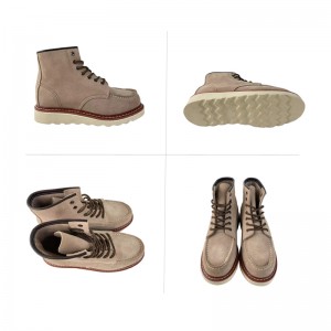 Fashion 6 Inch Beige Goodyear Welt Stitch Working Leather Shoes