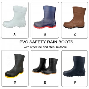 White Food Industry Steel Toe Rain Boots Ankle PVC Safety Rubber Boots