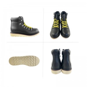 Working Leather Shoes Black 6 Inch Goodyear Welt Stitch Redwing Style