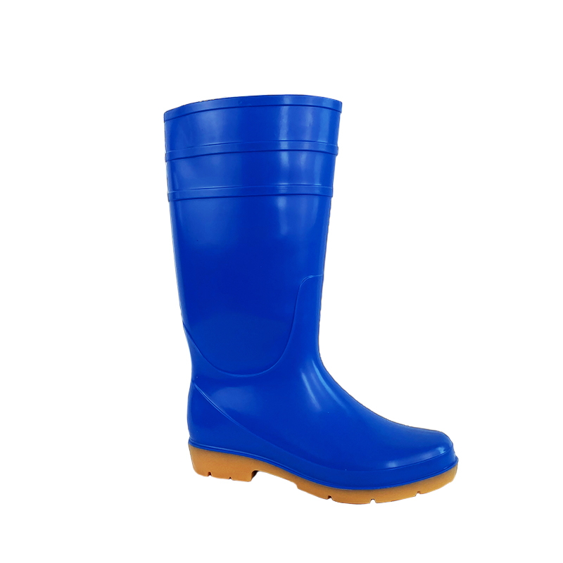 Blue PVC safety rain boots