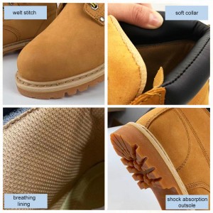 Yellow Nubuck Goodyear Welt Safety Leather Shoes with Steel Toe Cap