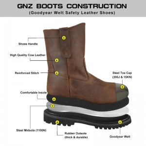 Half Knee Oil Field Working Goodyear Welt Boots With Steel Toe