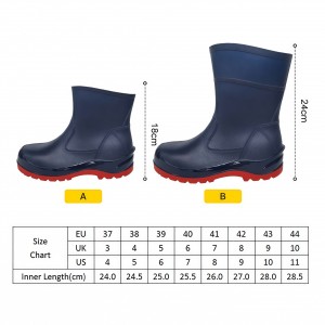 Low-cut PVC Safey Rain Boots With Steel Toe And Steel Midsole