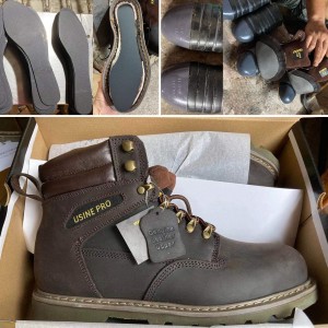 Brown Goodyear Welt Safety Cow Leather Shoes with Steel Toe and Midsole